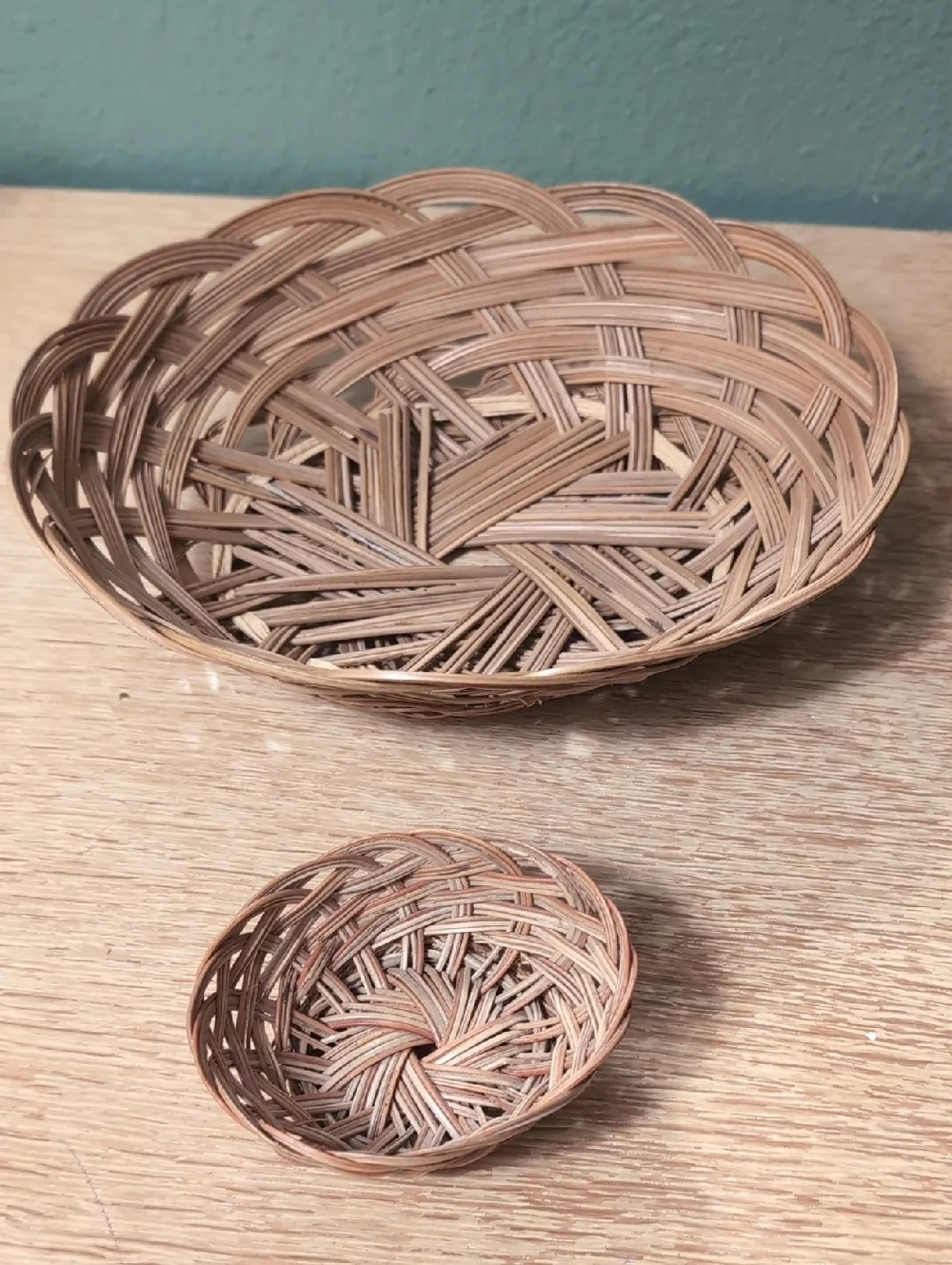 Woven Rattan Decorative Basket Set Natural Brown